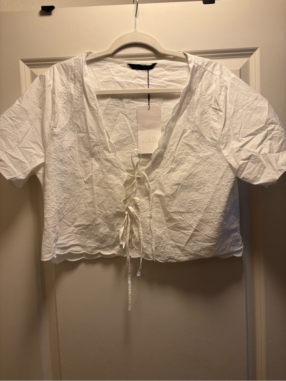 Zara White Lace-Front Crop Top - NWT